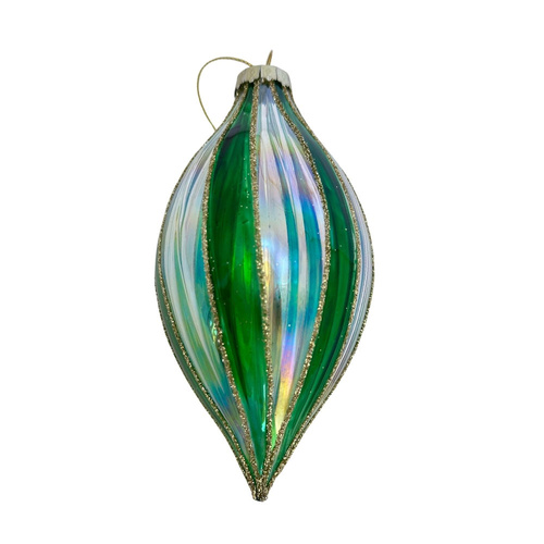 Green Striped Long Drop Hanging 14cm