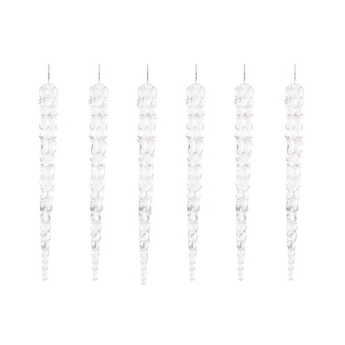 Clear Icycles Hanging 6pk 18cm
