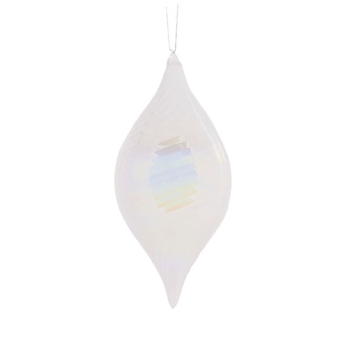 High Shine White Swirl Drop Bauble 17cm