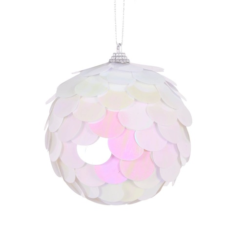 Iridescent Scalloped Bauble 10cm