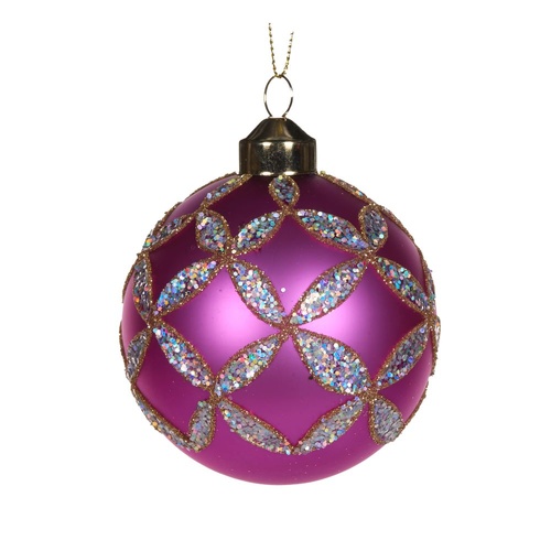 Pearl Magenta Floret Bauble 8cm