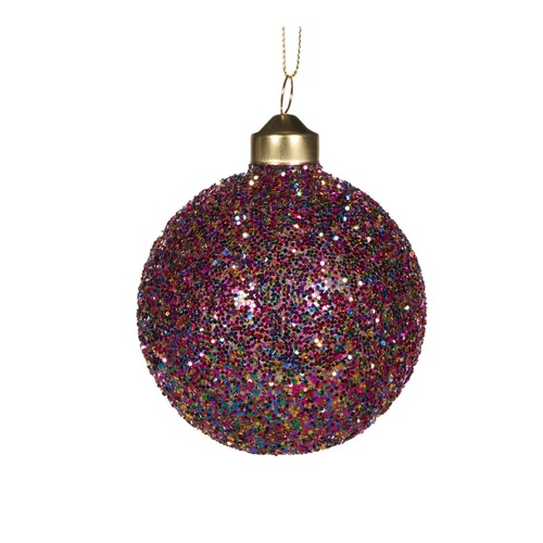 Multi-Coloured Glitter Bauble 8cm