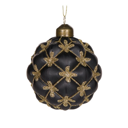 Matte Black Chesterfield Bauble 8cm