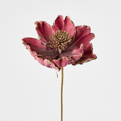 Glitter Edged Flower Stem Plum 65cm