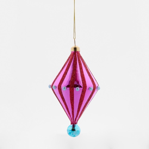 Carnivale Diamond Tree Decoration Pink & Aqua 13cm