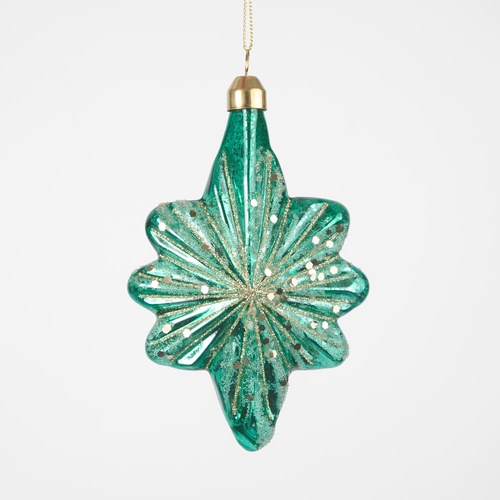 Majestic Emerald Star Tree Decoration Green 13cm