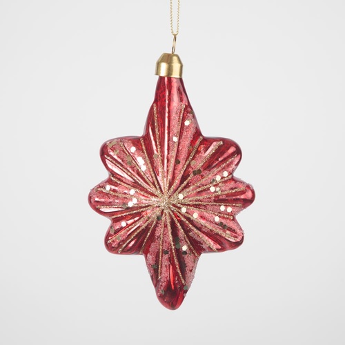 Majestic Scarlet Star Tree Decoration Red 13cm