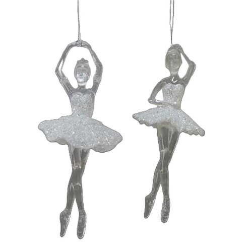 Acrylic Ballerina Clear & White 2 Asst 18cm