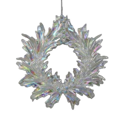 Acrylic Irridescent Wreath Clear Hanging 13cm