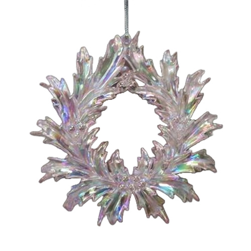 Acrylic Irridescent Wreath Pink Hanging 13cm