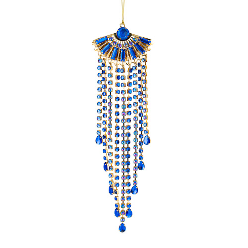 Acrylic Jewel Hanging Ornament Blue & Gold 29cm