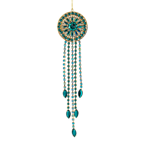 Acrylic Jewel Hanging Ornament Teal & Gold 33cm
