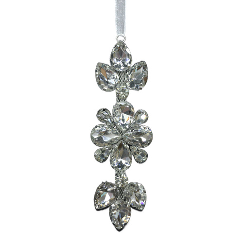 Glass Jewel Clear Flower Drop Hanging 11cm