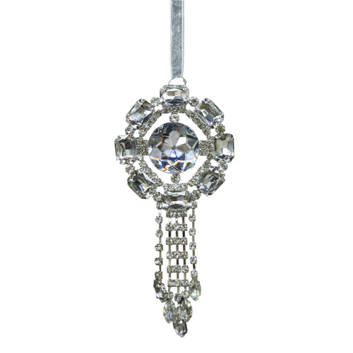 Glass Jewel Clear Tassle Drop Hanging 12cm