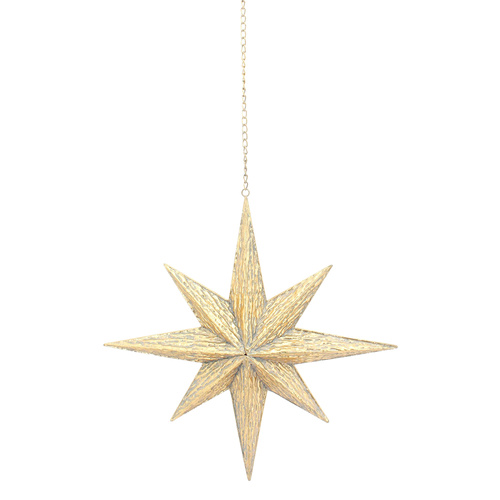 Antique Metal Moravian Star Gold Hanging LRG 63cm