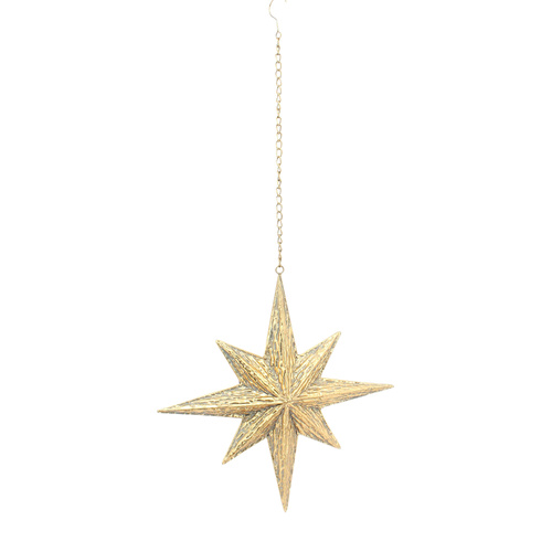Antique Metal Moravian Star Gold Hanging SML 48cm