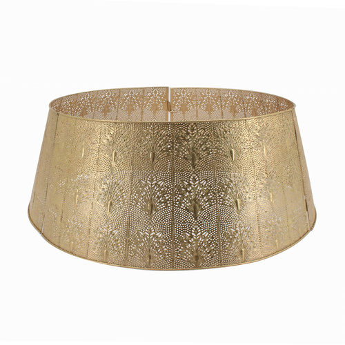 Metal Intriciate Cut Out Tree Skirt Gold 69cm
