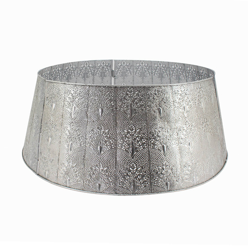 Metal Intriciate Cut Out Tree Skirt Silver 69cm