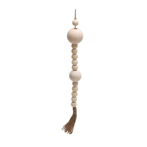 Wooden Beaded Natural Tassle Drop 43cm