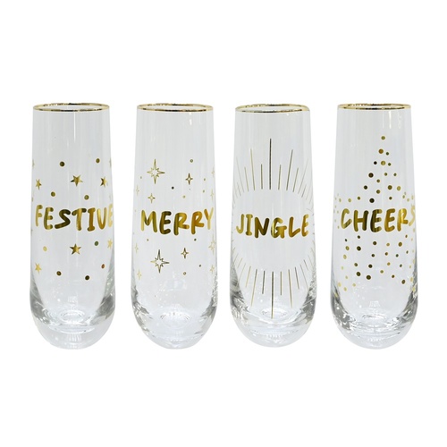 Bubbly Glass Gold 4 Assorted 16cm