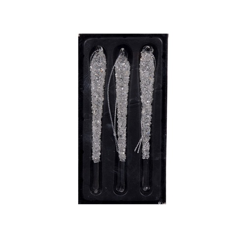 Glass Frosted Drops 12cm