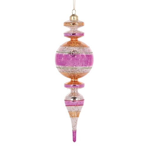 Retro Pink Stripe Finial 26cm