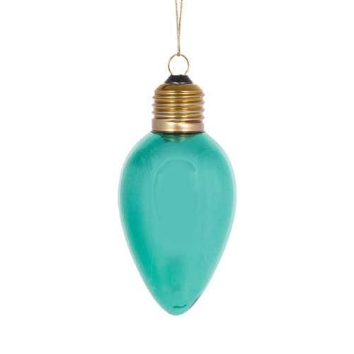 Retro Aqua Bulb Ornament 12cm