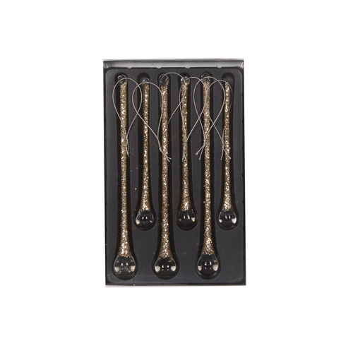 Champagne Beaded Icicles Set of 6