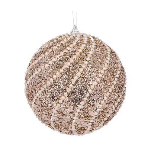 XL Champagne Pearl Swirl Bauble 15cm
