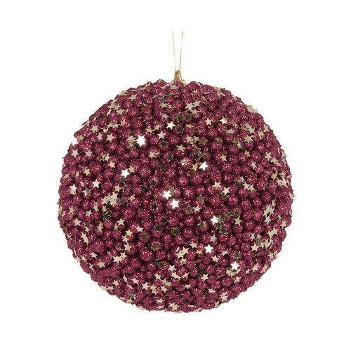 XL Burgundy Stars Bauble 15cm