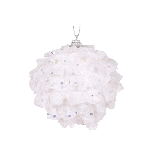 White Ruffles Bauble 10cm