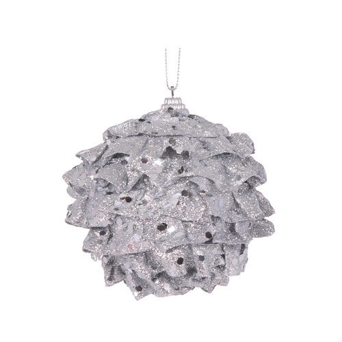 Silver Ruffles Bauble 10cm