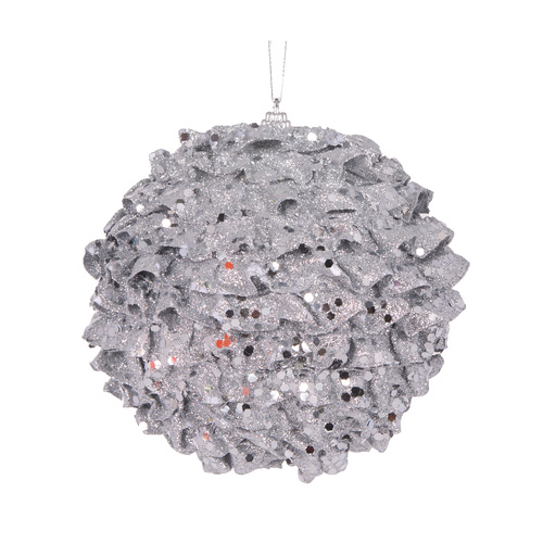 XL Silver Ruffles Bauble 15cm