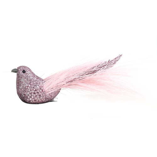 Pink Glitter Bird 18cm