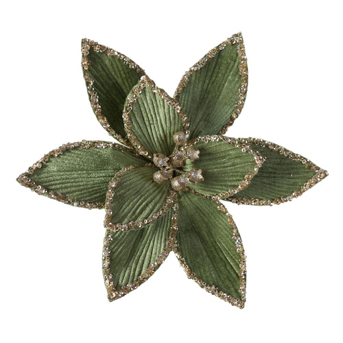 Glitter Edge Sage Poinsettia 25cm
