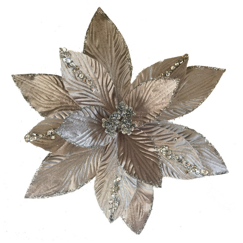 Platinum Poinsettia Clip 30cm