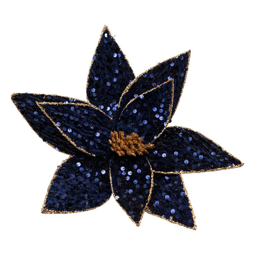 Midnight Blue Sequin Flower 40cm