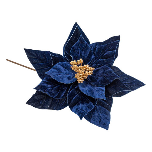 Midnight Blue Velour Poinsettia 40cm