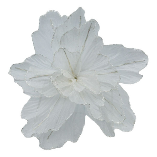 White Sheer Flower w. Gold Edge 40cm