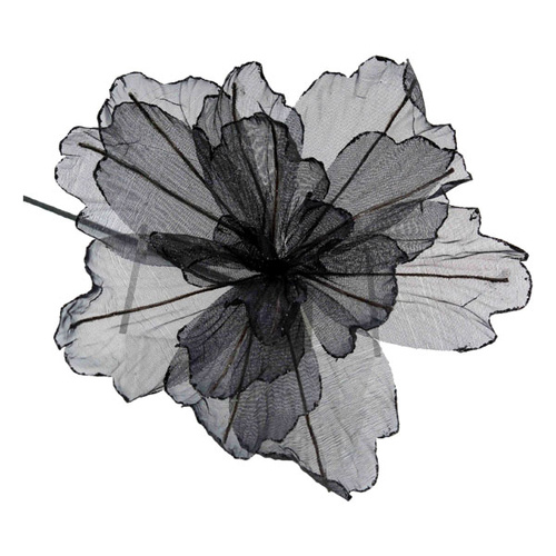 Black Sheer Flower w. Black Edge 40cm