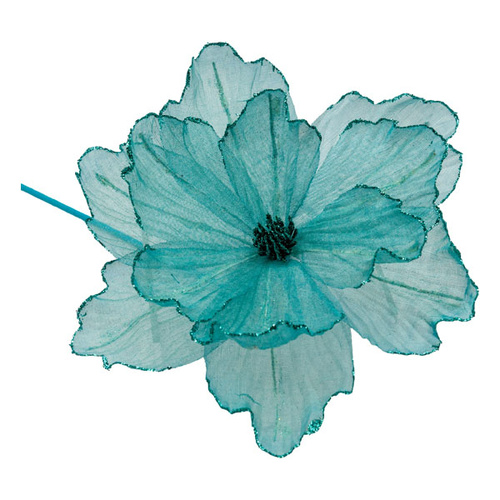 Teal Sheer Flower 40cm