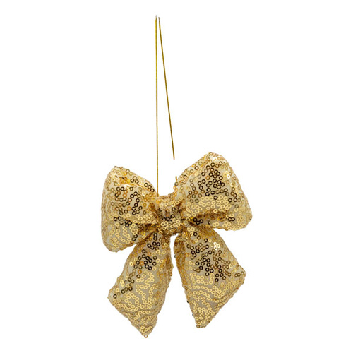 Gold Shiny Sequined Bow 11cm