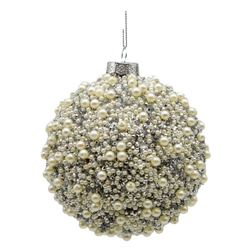 Silver Pearl Encrusted Ball 10cm