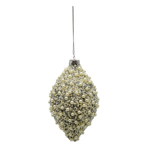 Silver Pearl Encrusted Long Drop 14cm