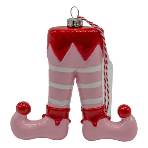 Elf Legs Pink & Red Hanging Ornament 12cm