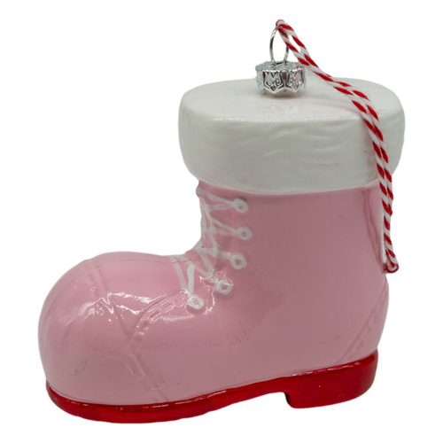 Pink & Red Boot Hanging Ornament 10cm