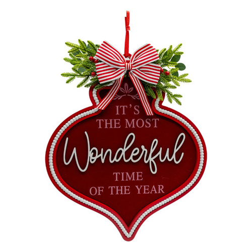 Red Bauble Wall Deco 39cm