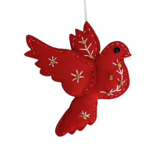 Felt Dove Hanging Red 16cm