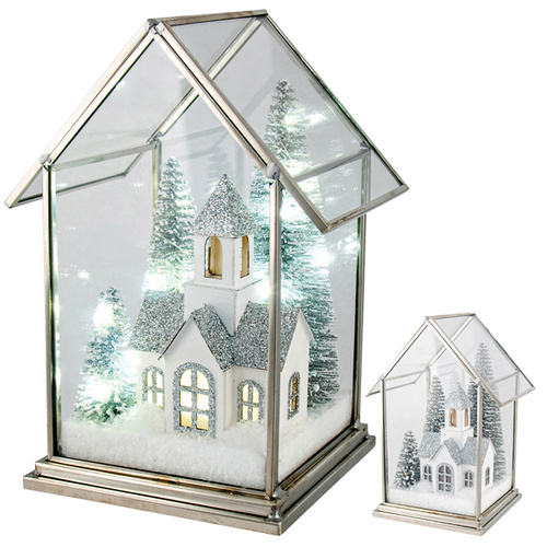 Acrylic White Church w.LED Lights 19cm