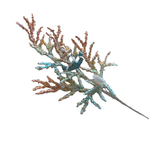 Coral & Aqua Shell Spray 71cm